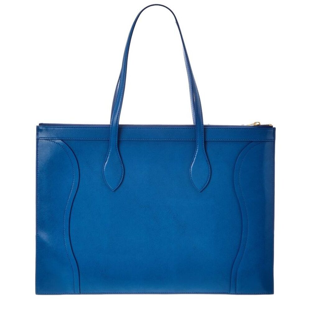 Celine Leather Tote, Blue - Picture 2 of 4